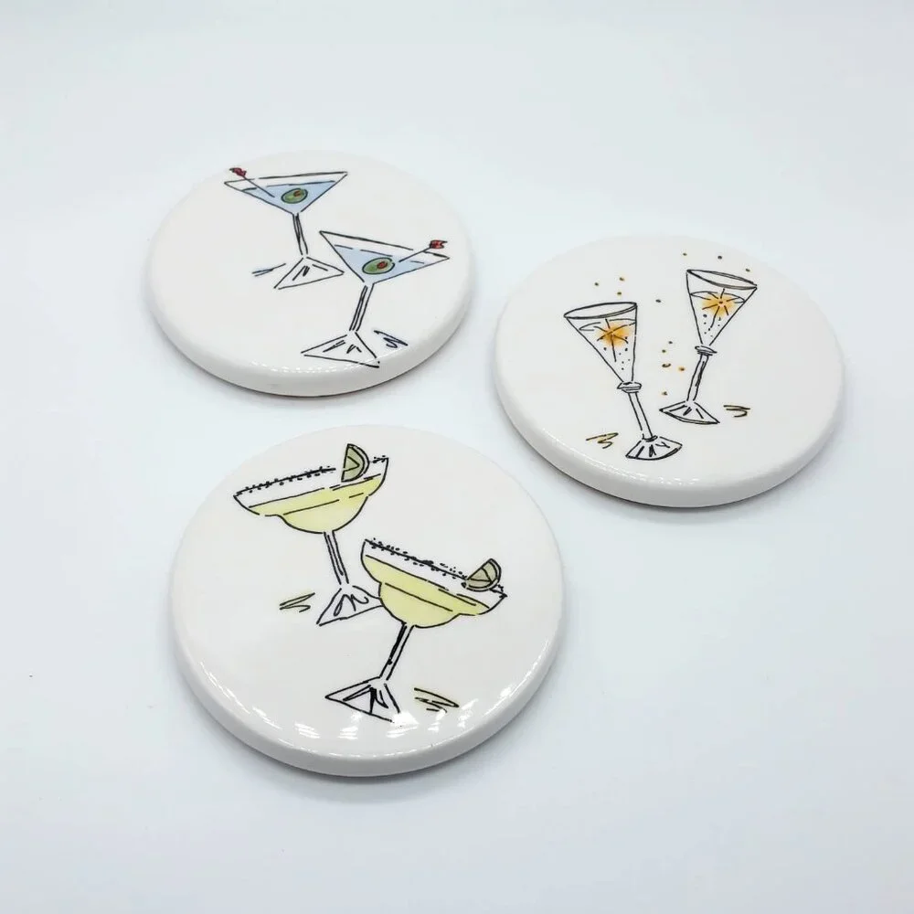 3pc Studio Nova Cocktail Time Ceramic Coasters